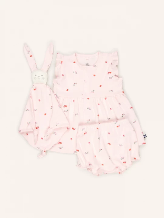 Obrázek produktu Petit Bateau Sada: Šaty, Šortky A Šátek světle růžová / červená