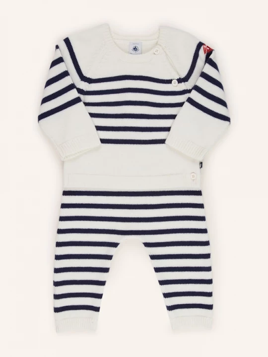 Obrázek produktu Petit Bateau Sada: Svetr A Úpletové Kalhoty bílá / tmavě modrá