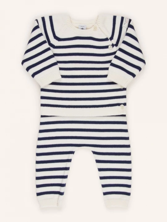 Obrázek produktu Petit Bateau Sada: Svetry A Pletené Kalhoty krémová / tmavě modrá