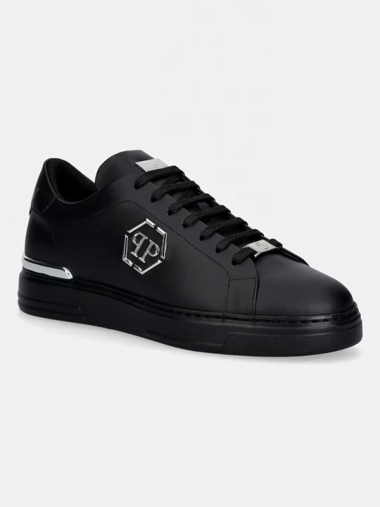 Obrázek produktu Philipp Plein Kožené tenisky Philipp Plein Leather Lo-Top Hexagon černá
