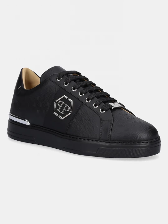 Obrázek produktu Philipp Plein Kožené tenisky Philipp Plein Lo-Top Monogram černá