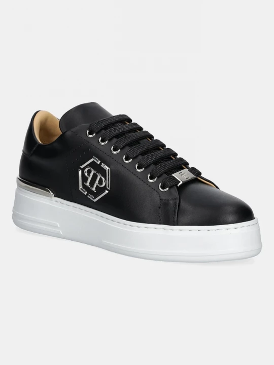 Obrázek produktu Philipp Plein Kožené tenisky Philipp Plein Nappa Lo-Top Hexagon černá