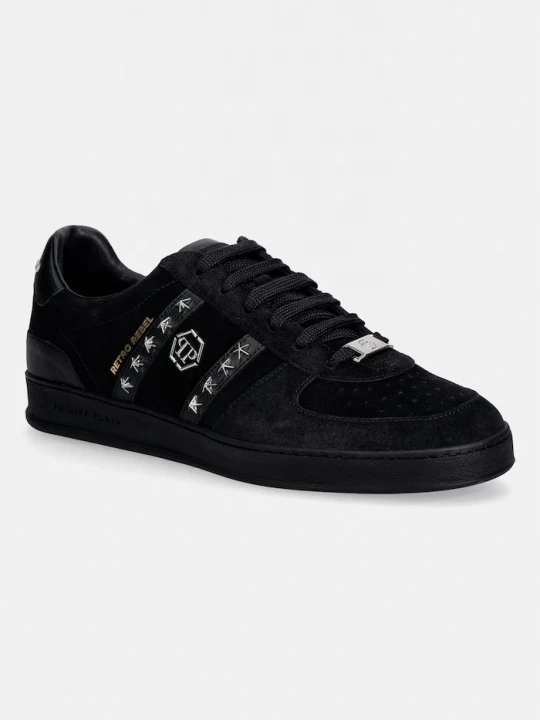 Obrázek produktu Philipp Plein Semišové tenisky Philipp Plein Low-Top Retro Rebel černá