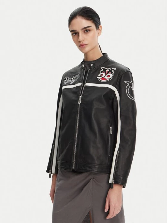 Obrázek produktu PINKO Kožená bunda 105296 A2N5 Černá Regular Fit