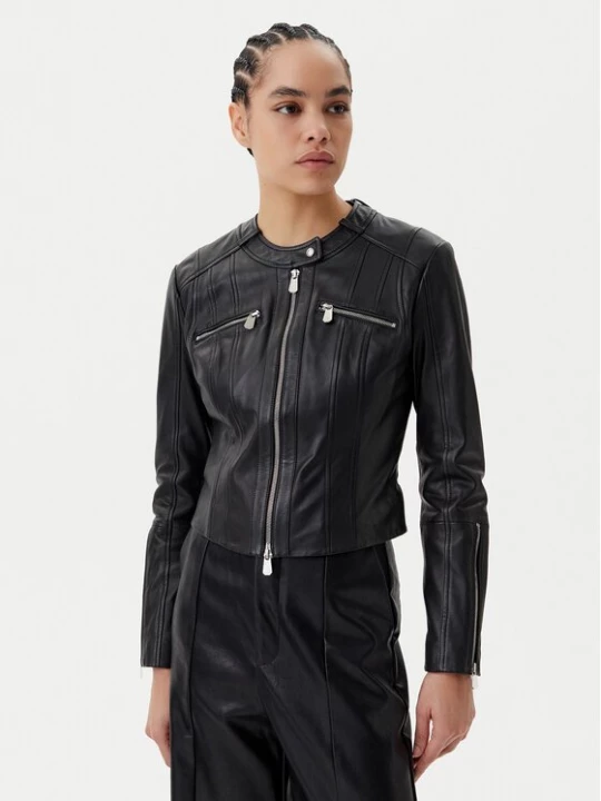 Obrázek produktu PINKO Kožená bunda Borderline Biker 104914 A2HT Černá Regular Fit