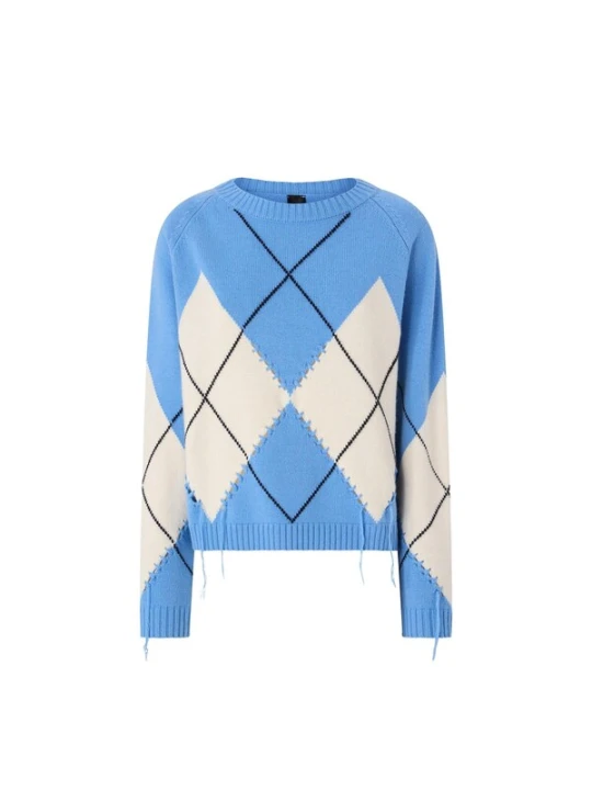 Obrázek produktu PINKO Svetr 'PINKO BERNA PULL ARGYLE TRAFORATO Maglieria' azurová modrá