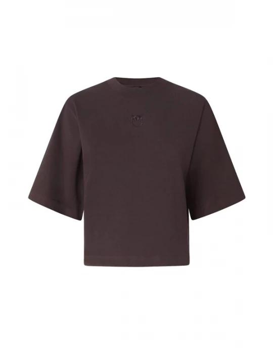 Obrázek produktu PINKO Tričko 'PINKO NIAMEY T-SHIRT JERSEY LOGO BIRDS EFFETTO RICAMO T-SHIRT' hnědá