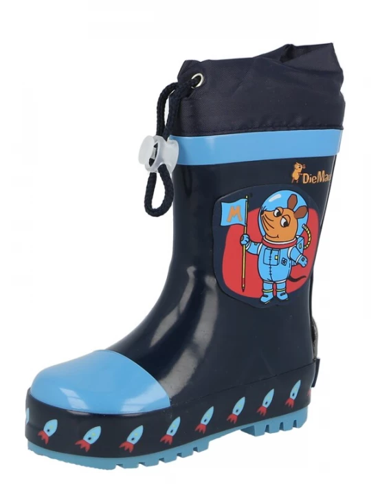 Obrázek produktu PLAYSHOES Gumové holínky 'Die Maus Weltraum'  marine modrá / světlemodrá / oranžová / rezavě červená