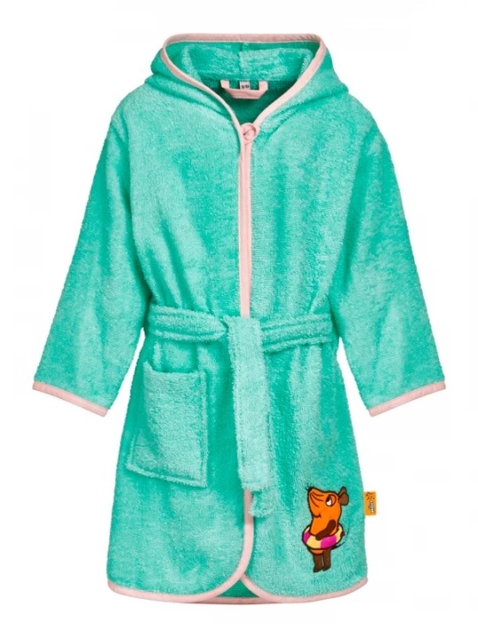 Obrázek produktu PLAYSHOES Koupací plášť 'DIE MAUS SCHWIMM' tyrkysová / tmavě hnědá / tmavě oranžová / růže