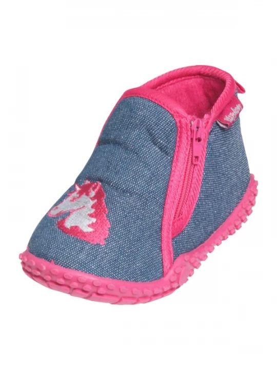 Obrázek produktu PLAYSHOES Pantofle 'Einhorn' modrá džínovina / tmavě růžová