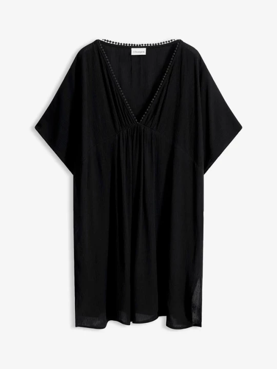 Obrázek produktu Plażowa tunikowa oversize z marszczonego materiału BonPrix czarny