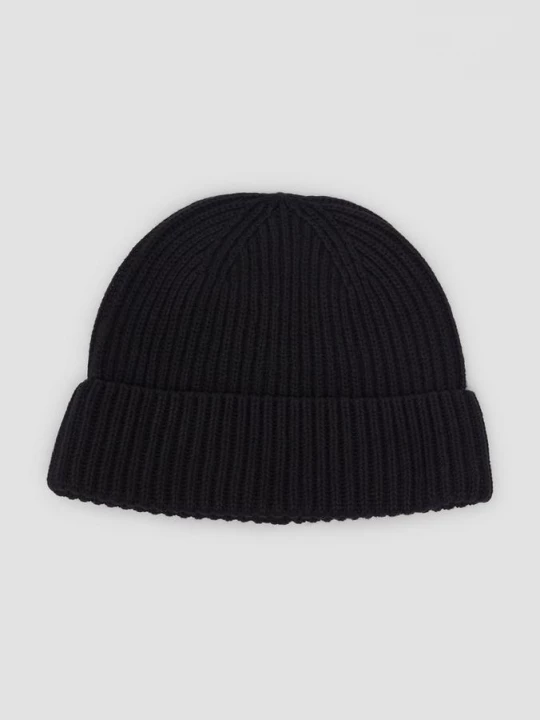 Obrázek produktu Pletená bavlněná čepice beanie s ohrnutým lemem s.Oliver černá