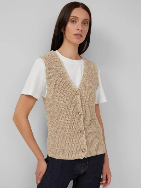 Obrázek produktu Pletená vesta slim fit střihu s knoflíkovou légou s.Oliver hnědá