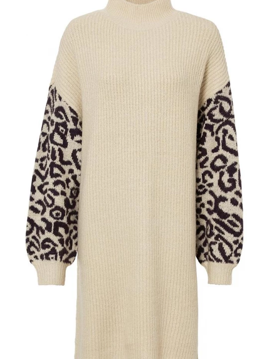 Obrázek produktu Pletené oversized šaty s leopardím vzorem BonPrix