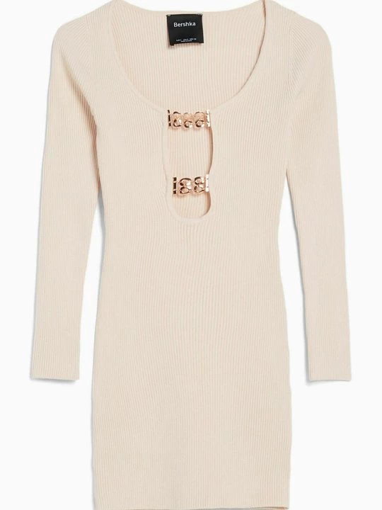 Obrázek produktu Pletené šaty Bershka béžová