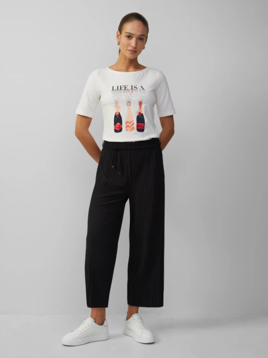 Obrázek produktu Plisované culottes s elastickým pasem a vázačkami s.Oliver černá