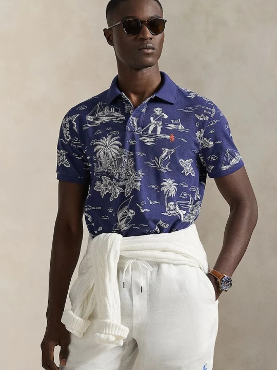 Obrázek produktu Polo Ralph Lauren Bavlněné polo tričko Polo Ralph Lauren námořnická modř