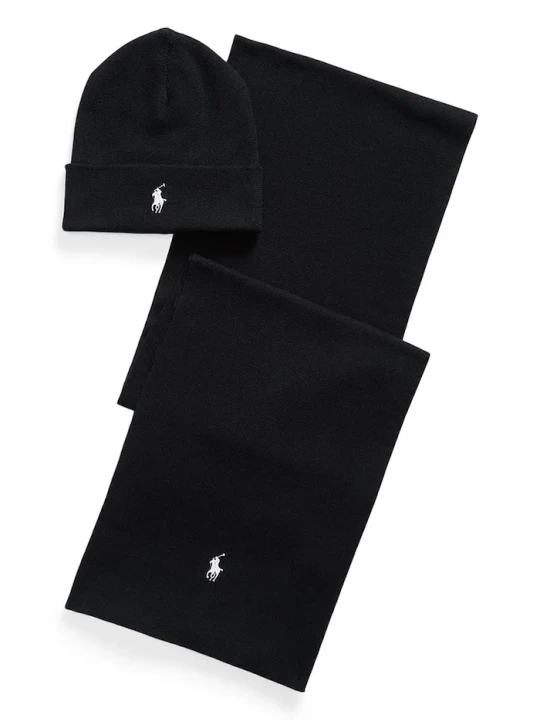 Obrázek produktu Polo Ralph Lauren čepice a šála pánská bavlněná černá