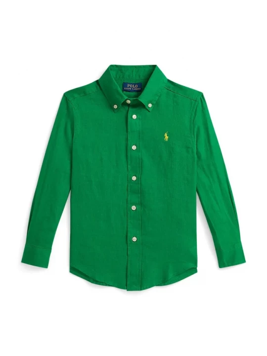 Obrázek produktu Polo Ralph Lauren Dětská lněná košile Polo Ralph Lauren zelená