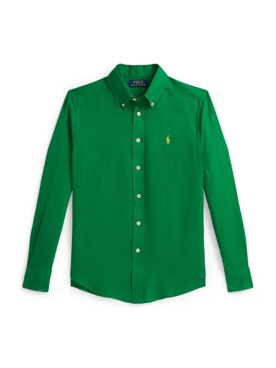 Obrázek produktu Polo Ralph Lauren Dětská lněná košile Polo Ralph Lauren zelená