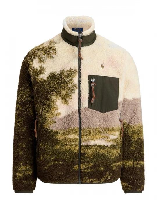 Obrázek produktu Polo Ralph Lauren Fleecová mikina krémová / světle hnědá / zelená / tmavě zelená