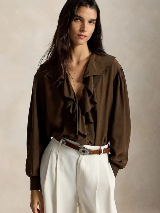 Obrázek produktu Polo Ralph Lauren halenka dámská z viskózy hnědá