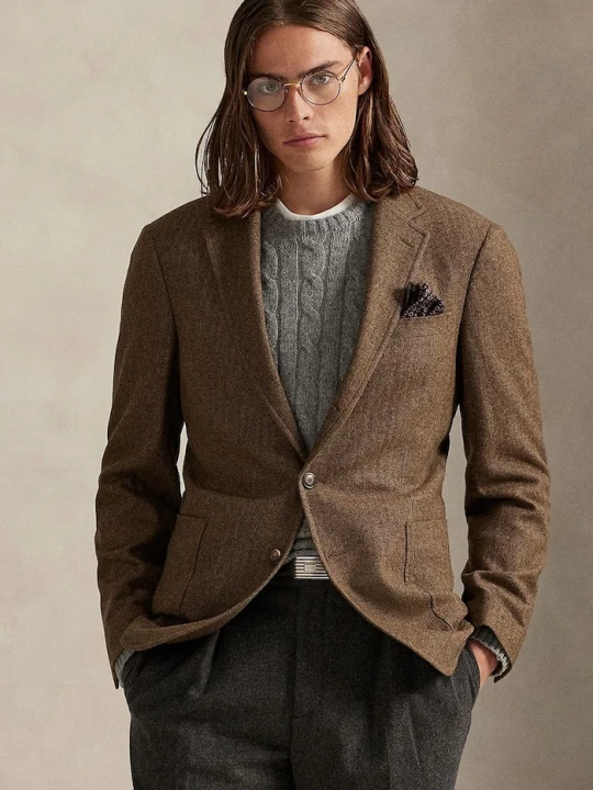 Obrázek produktu Polo Ralph Lauren jednořadé sako pánské s vlnou hnědá