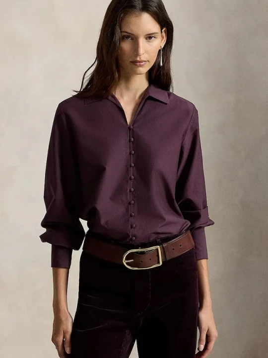 Obrázek produktu Polo Ralph Lauren košile dámská s příměsí hedvábí fialová