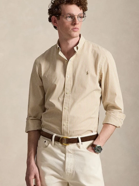 Obrázek produktu Polo Ralph Lauren košile pánská bavlněná elastanem béžová