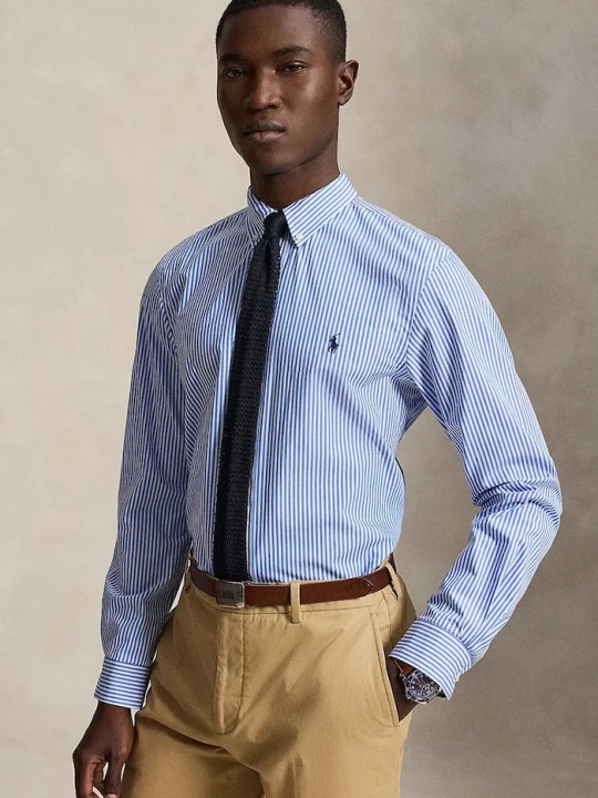 Obrázek produktu Polo Ralph Lauren košile pánská bavlněná elastanem modrá