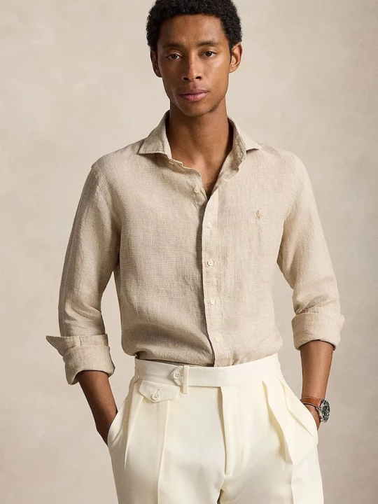 Obrázek produktu Polo Ralph Lauren košile pánská lněná béžová