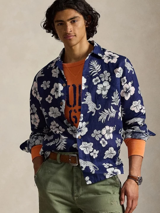 Obrázek produktu Polo Ralph Lauren košile pánská lněná fialová