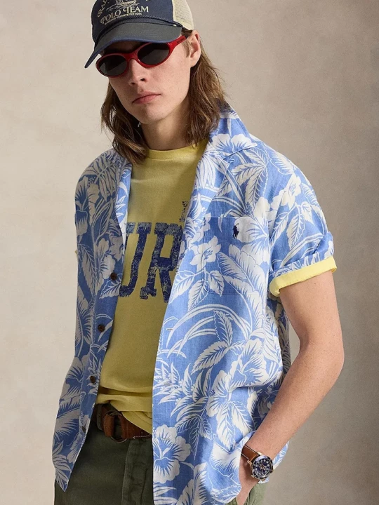 Obrázek produktu Polo Ralph Lauren košile pánská lněná modrá