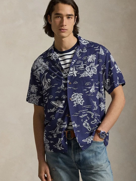 Obrázek produktu Polo Ralph Lauren košile pánská z viskózy námořnická modř