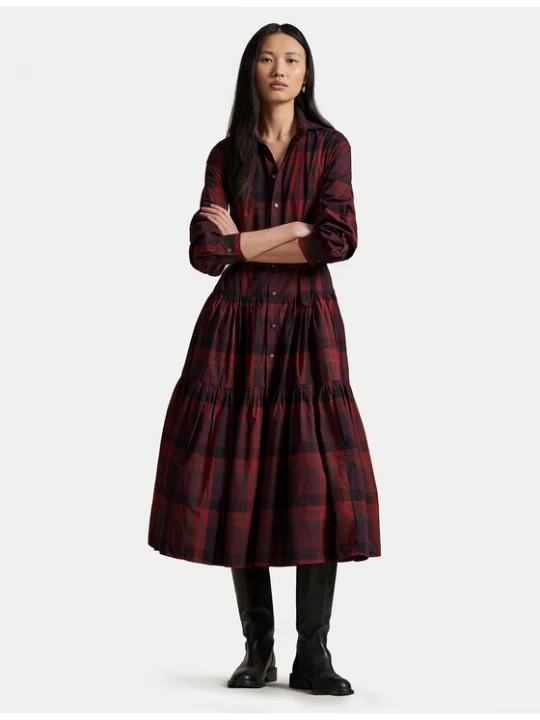 Obrázek produktu Polo Ralph Lauren Košilové šaty 211A13260001 Bordó Regular Fit