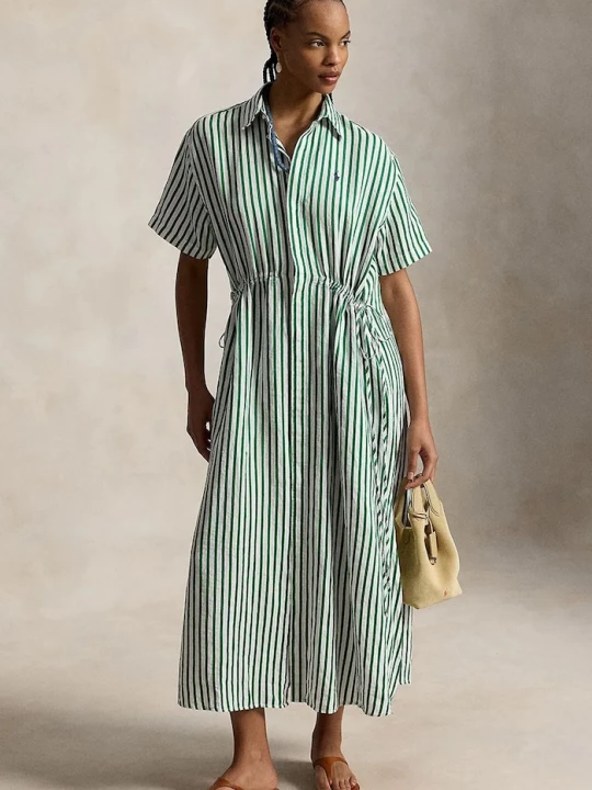 Obrázek produktu Polo Ralph Lauren košilové šaty se lnem zelená