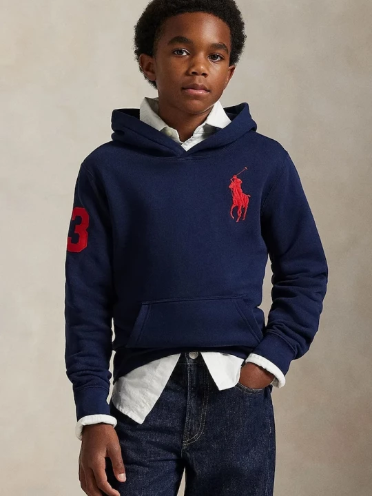 Obrázek produktu Polo Ralph Lauren mikina s kapucí dětská s bavlnou námořnická modř