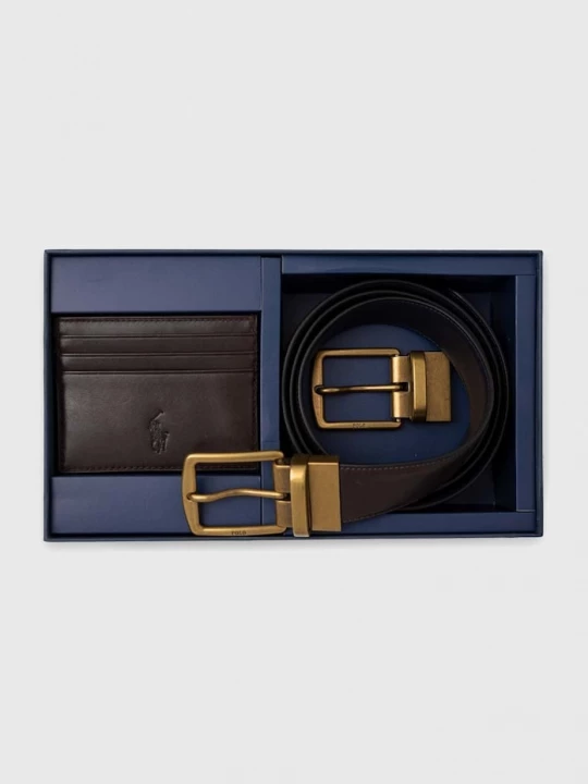 Obrázek produktu Polo Ralph Lauren Pásek a kožený držák na karty hnědá