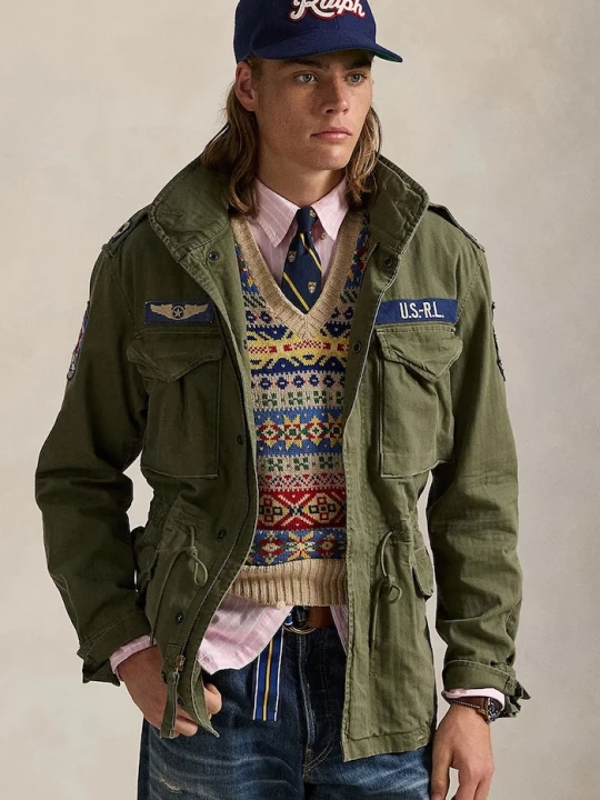 Obrázek produktu Polo Ralph Lauren přechodová bunda pánská bavlněná Icnc Fld Jkt Lined Field zelená