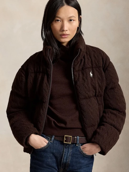 Obrázek produktu Polo Ralph Lauren prošívaná bunda dámská s vlnou hnědá