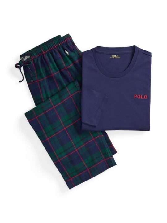 Obrázek produktu Polo Ralph Lauren Pyžamo dlouhé námořnická modř / tmavě zelená / grenadina