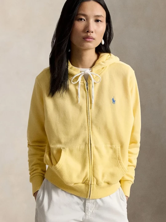 Obrázek produktu Polo Ralph Lauren rozepínací mikina s kapucí dámská bavlněná žlutá