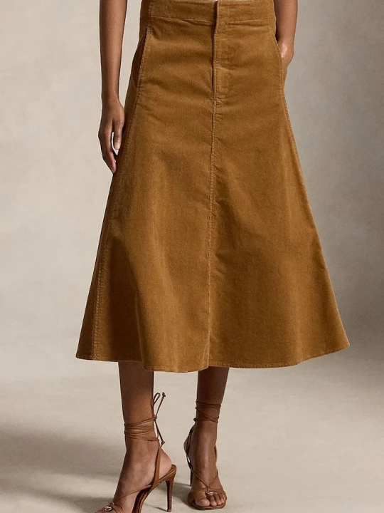 Obrázek produktu Polo Ralph Lauren rozšířená sukně manšestrová hnědá