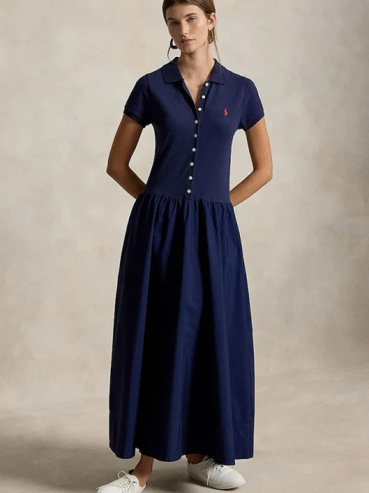 Obrázek produktu Polo Ralph Lauren rozšířené šaty bavlněné s elastanem námořnická modř