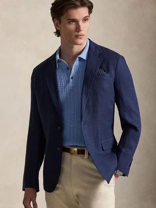 Obrázek produktu Polo Ralph Lauren sako pánské se lnem námořnická modř
