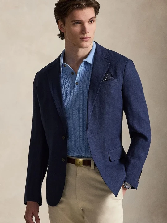 Obrázek produktu Polo Ralph Lauren sako pánské se lnem námořnická modř