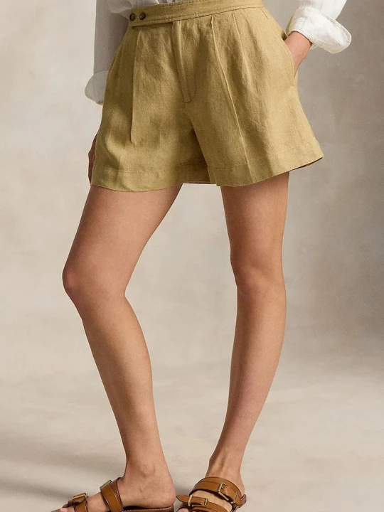 Obrázek produktu Polo Ralph Lauren šortky dámské lněné DELAVE LINEN-WVN-SHORTS béžová
