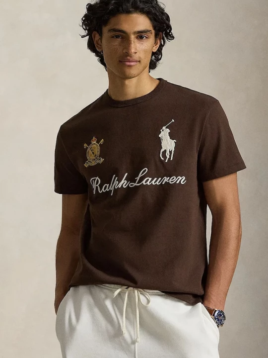 Obrázek produktu Polo Ralph Lauren tričko pánské bavlněné hnědá