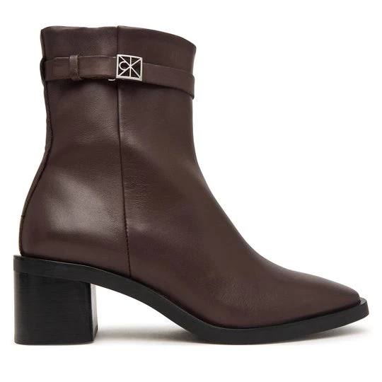 Obrázek produktu Polokozačky Calvin Klein Block Heel Ank Boot Lth Hdw HW0HW03171 Hnědá