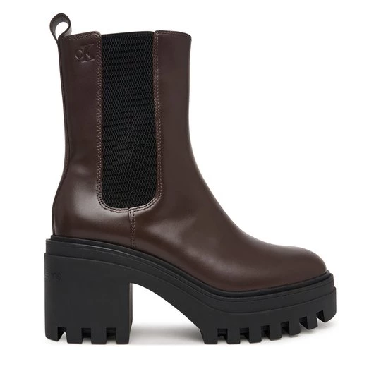 Obrázek produktu Polokozačky Calvin Klein Chunky Heeled Chelsea Lth YW0YW01547 Tmavě hnědá